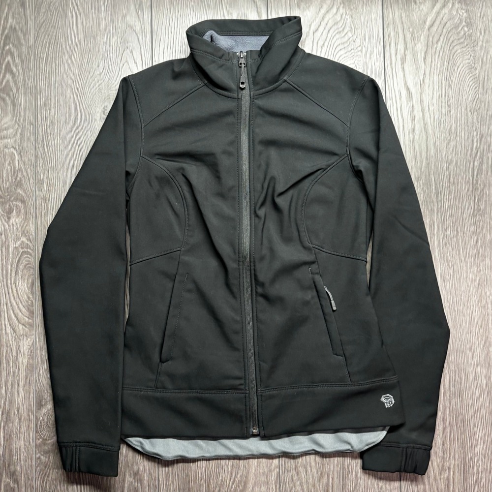 Mountain Hardwear Womens Black Softshell Fleece Lined Full Zip Jacket XS 8237